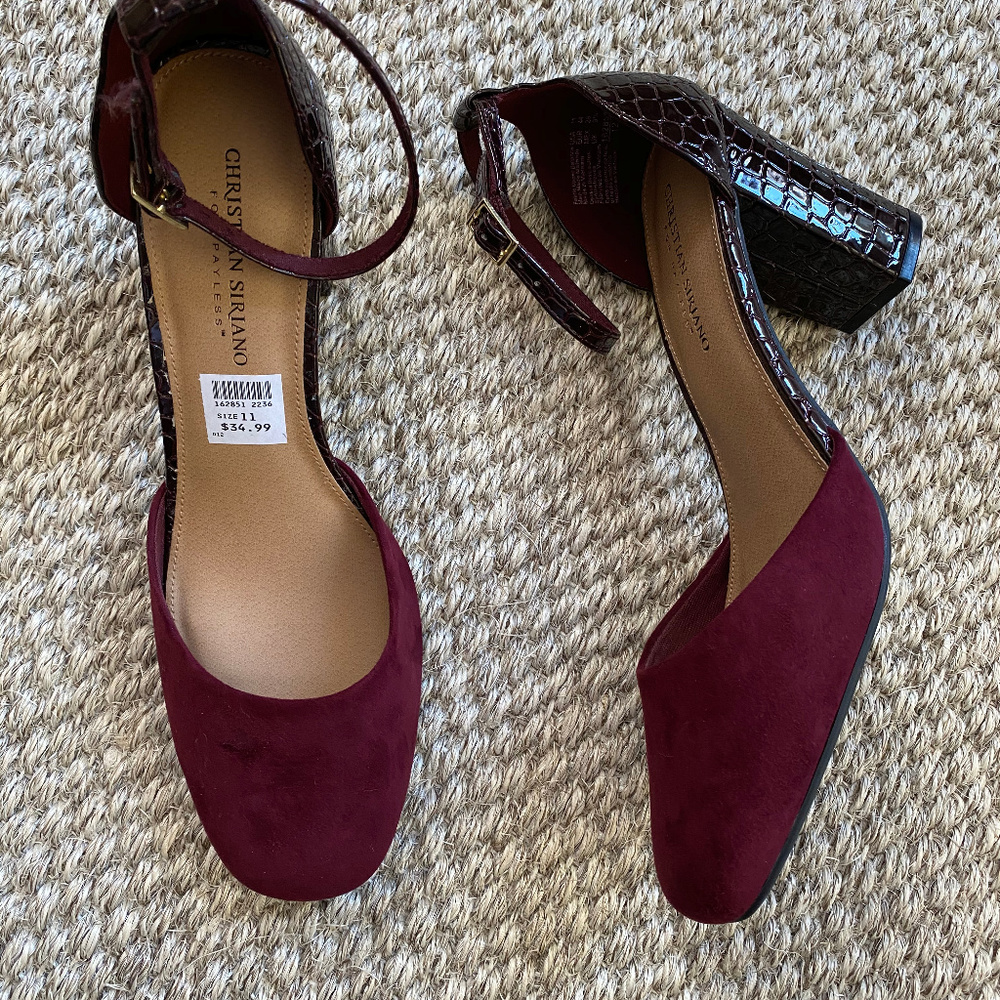 NWT Size 11 Christian Siriano burgundy heels